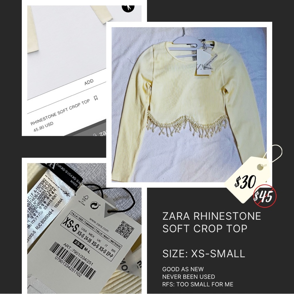 ZARA RHINESTONES SOFT CROP TOP